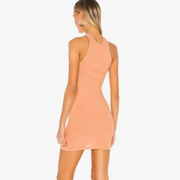 Superdown Milana Knit Mini Dress Size XS Orange Ribbed Bodycon Soft Girl Party - Picture 2 of 5